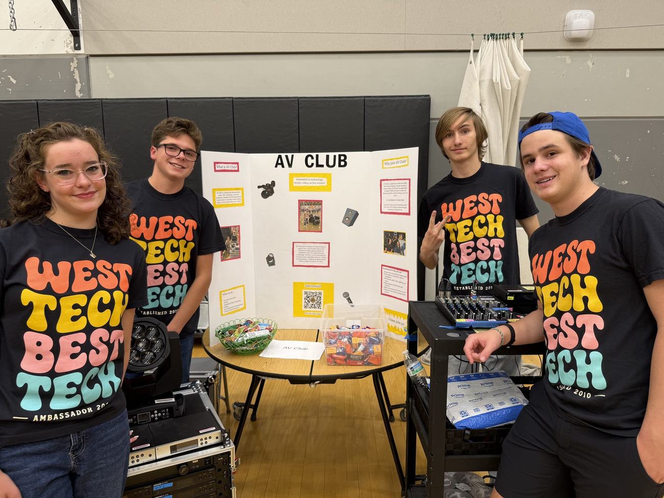 AV Club members at their table during a school club night